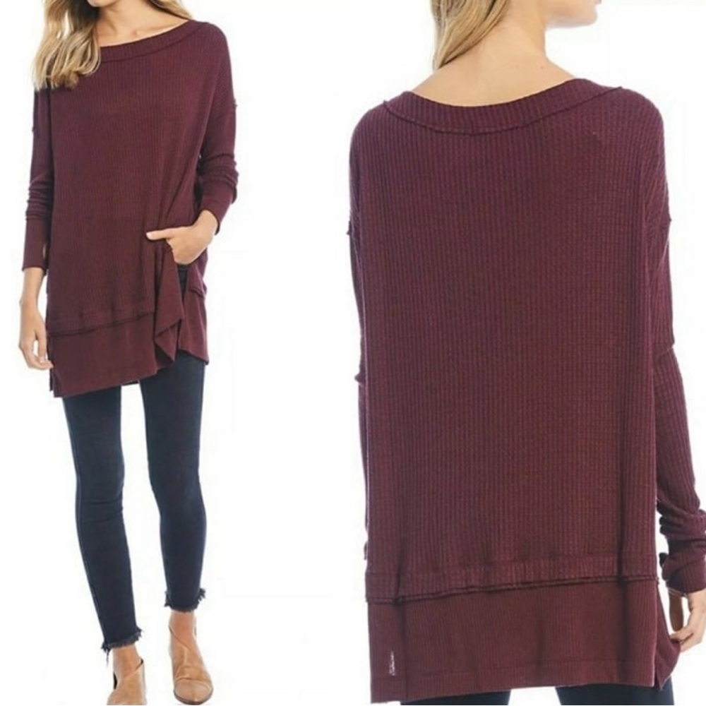 NWT FREE PEOPLE Fig Sorbet Women’s Long Sweater Knit Tunic Size LARGE